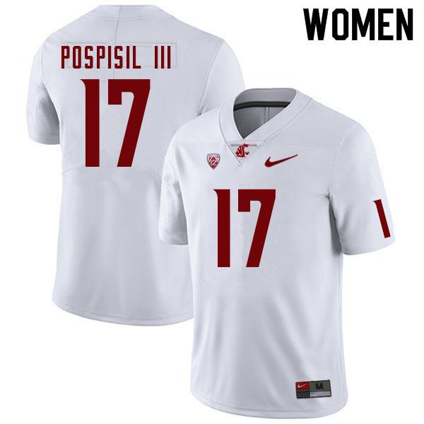Women #17 Billy Pospisil III Washington State Cougars College Football Jerseys Sale-White - Click Image to Close